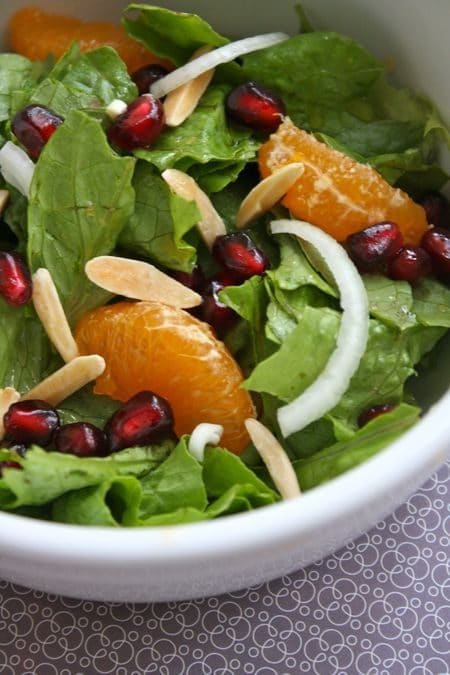 Green Salad with Manadarins and Pomegranate Seeds