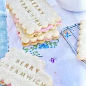 Strawberry Buttercream Sandwich Cookies